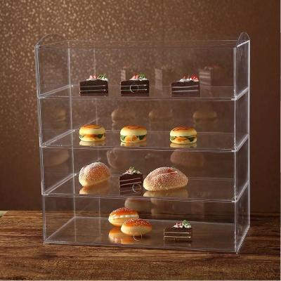 China Advertising Clear Acrylic Burger Bread Cake Pastry Bakery Display Rack for sale