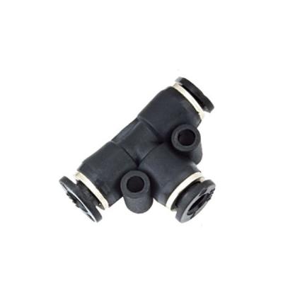 China PUT - C Equal Tee Plastic Pneumatic Tube Fittings SMC Mini Type Black Colour for sale