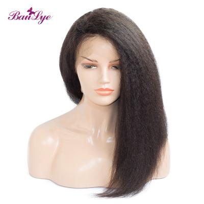 China Afro Kinky Straight Glueless Hd Human Straight Kinky Brazilian Lace Up Kinky Curly Full Lace Wig for sale