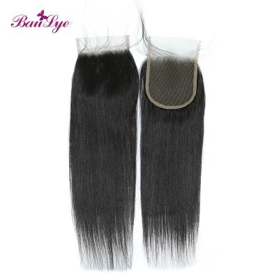 China Natural Black Straight Brazilian Virgin Hair 4x4 Lace Closure 1b# Human Hair Lace Frontal 4x4 for sale