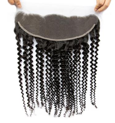 China Unprocessed Afro Kinky Curl 13x4 Kinky Swiss Raw Cambodian Afro Ear to Ear Lace Frontal Closure for sale