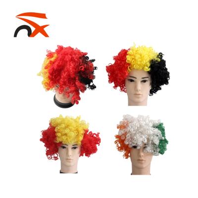 China Wholesale Hot Selling Synthetic Afro Wave Football Supporters Wig For Cheering for sale