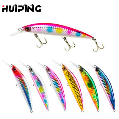 China ABS Plastic HUIPING 110mm Heavy Sinking Minnow 37g Lure 9 Colors 3D Eyes Plastic Long Wobbing Mount Fishing Hard Bait PESCA Tackle for sale