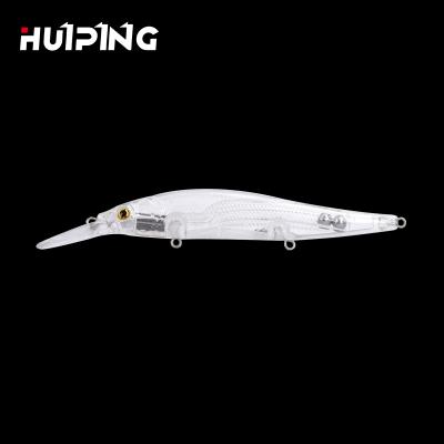 China ABS Plastic HUIPING 15g 110mm Minnow White Lure Unpainted Body Fishing Lure M086 for sale