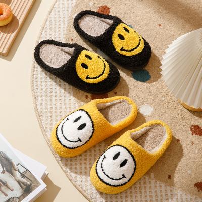 China Breathable Unisex Smile Logo Slippers Happy Face Winter Warm Slides Cute Kids Sandals Home Slippers Woman for sale