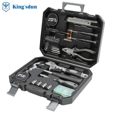 China Kingsdun 30Pcs Household Tool Box Set Set DIY Tools Home Maintenance Wrench Pliers Hammer Tool Kit for sale