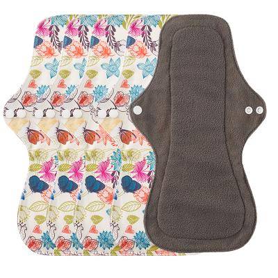 China Charcoal Bounippy XL Menstrual Pads Menstrual Pads Washable Reusable Bamboo Cloth Breathable Women's Menstrual Pads for sale