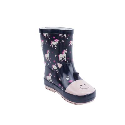 China Three-dimensional Cartoon Eva Kids Shoe Rain Boot Cute Ear Pattern Girls Black Fashion Trend Unicorn Tiles for sale