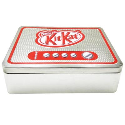 China The empty food rectangle tin can metal box for candies and fondant packaging tin canister for cookies for sale