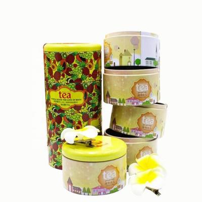 China Promotional Tea 3 Layers Round Decorative Round Metal Tea Tins Canister Stackable Tea Tins Box Packaging for sale