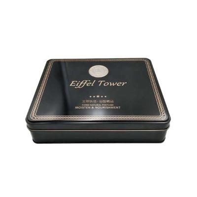 China Wholesale matte black cosmetic packaging container tin canister/cosmetic packaging tin box cookie/gifts metal box square for sale