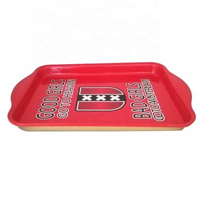 China Wholesale Custom Black Metal Tin Blank Tray Custom Rolling Serving Tray For Smoke 208x138x17MM (H) for sale