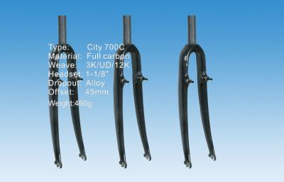 China 700C Monocoque City Custom Bicycle Fork , Carbon Bike Fork 1-1/8 Crown HT-FK005 for sale