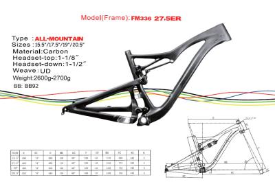 China 27.5” ( 650b ) Carbon Single Speed Mountain Bike Frame of Internal Cable Routing HT-FM336 for sale