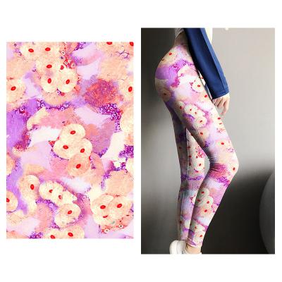 China Organic Fabric Maker Airbrush Recycled Fabric Printing High Waisted Seamless Legging Pants Yoga Pant Fabric for sale