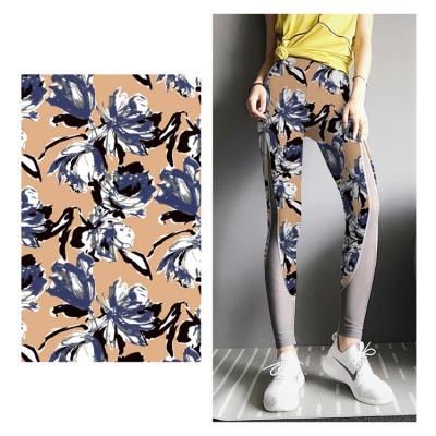 China Customized Digital Printing Floral Printed Material Polyester Fabric Shrink-Resistant For Yoga for sale