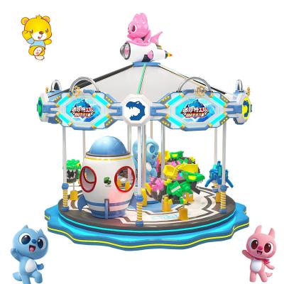 China Large Fiberglass Equipment Shopping Mall 12 Passenger Mecha Carousel For Kids Person Ride for sale