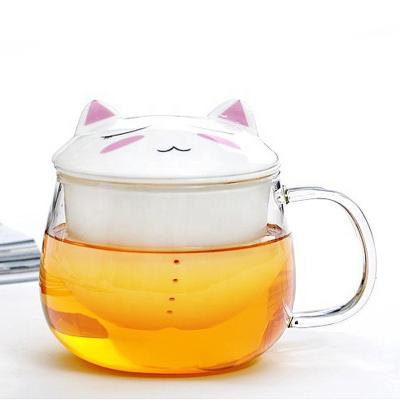 China Viable Hot Selling Infuser Heat Resistant Turkish Glass Tea Cup With Ceramic Lid for sale