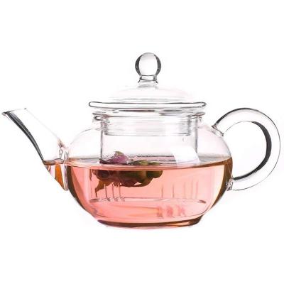 China 250ml Hand Blown Transparent Glass Tea Kettle Sustainable With Infuser Clear Teapot for sale