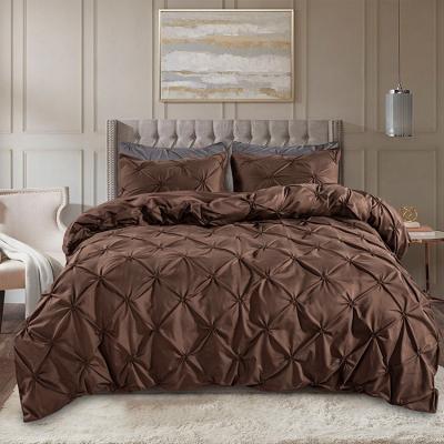 China Brown Queen Comforter Pillow Cover Case 3 Pcs Anti-Static Bedding Luxury Quality Suitable For Master Bedroom Sheets, Pillowcases for sale