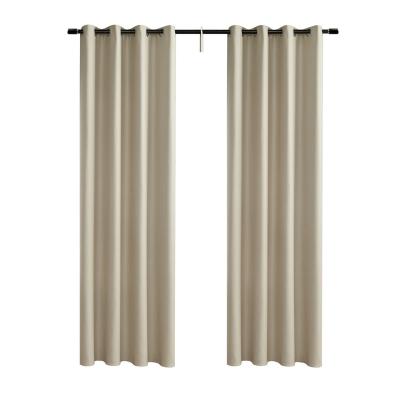 China Diaphragmation Blackout High End Beige Curtains For Bedroom , Solid Thermal Insulated Grommet And Noise Reduction Window Drapes for sale