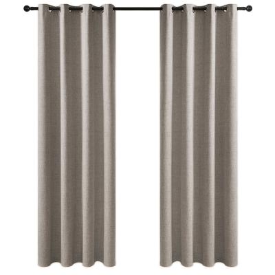 China Shading Effect Blackout Light Brown Curtain Blinds Primitive Textured Burlap Effect Window Drapes Suitable For Home Office Cafe for sale