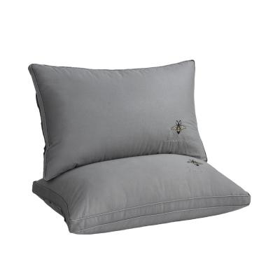 China Professional High Quality Custom Cotton Embroidery Gray 100% Super Soft Anti-Static Series Down Replacement Pillow Hotel Quality for sale