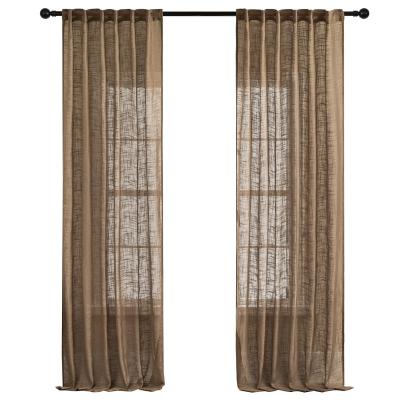 China High Translucency Brown Sheer Curtains With Rod Pocket Semi Sheer Curtain Drapes Occasional Linen Textured Window Curtains for sale