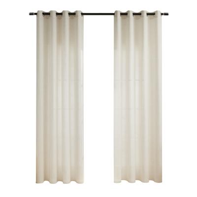 China Translucency Yellowish White Sheer Curtains Luxury Soft Short Textured Sheer Grommet Curtain Drapes Suitable For Living Room Office Hotel for sale