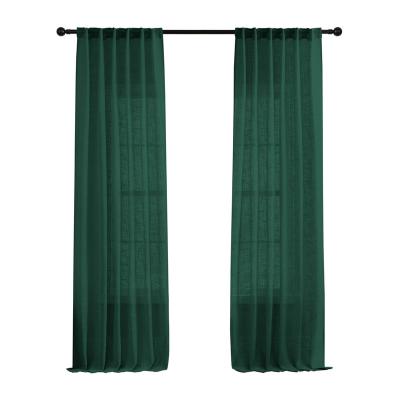 China Pervious Light Up Slap Bottle Green Curtains- With Rod Pocket Semi Sheer Curtain Drapes Elegant Casual Toile Textured Window Curtains for sale