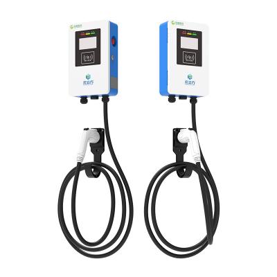 China 7KW/32A pila de carga de vehículos eléctricos de un solo arma de tipo azul y blanco montada en la pared / posterior en venta