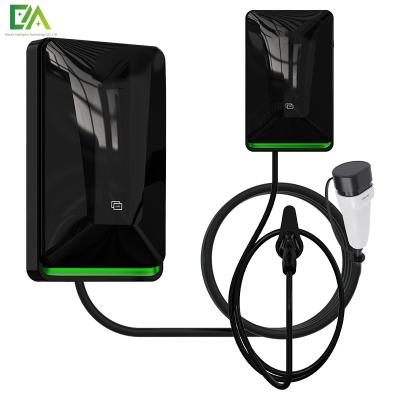 China 7KW 11KW 22KW New Black Wall-Mounted Electric Vehicle Single Gun AC Charging Pile / Mobile Charger for sale