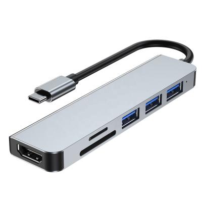 China FOR Laptop Expend Ports Type C To Hd 6 In 1 Adapt Usb3.0 Card Reader Multifunction Usb C Adapter With 87W PD 6 In 1 Usb C Hub for sale