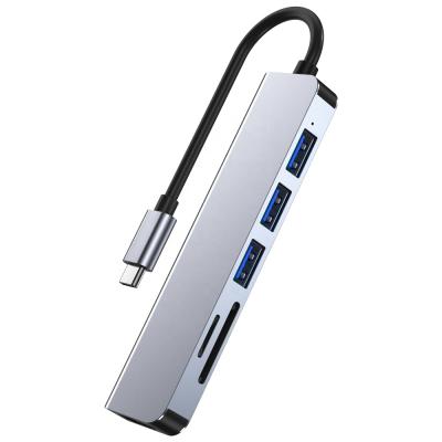 China FOR Laptop Expend USB 3.0 Hub 6 Ports Type Combo Ports Card Reader SD C 6 Ports In 1 Port Type USB C 3.1 Hub usb c hub 3.0 for sale