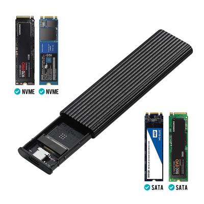 China Aluminum dual key bay sata ssd pcie/nvme ssd m.2 pcie/nvme case enclosure m key for sale