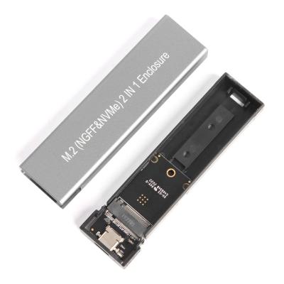 China Aluminum solt m.2 nvme ssd m.2 dual case clonacion sata sata sda case in usb 3.0 ngff m.2 ssd enclosure for sale