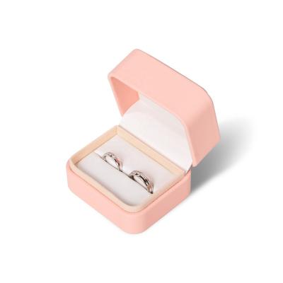 China Fashionable Wholesale Bulk Custom Jewelry Ring Boxes Logo Box Velvet Blue Pink Jewelry Gift for sale