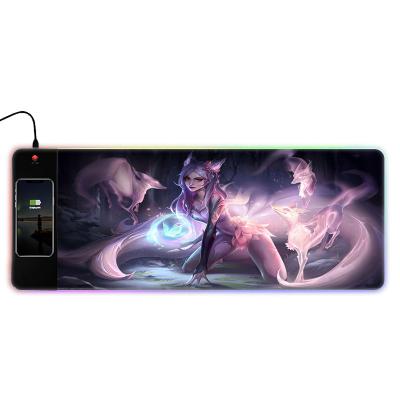 China Luminous Wireless Gaming Mousepad RGB Mousepad RGB Mouse Pad Logo Charging Rbg With Charger for sale