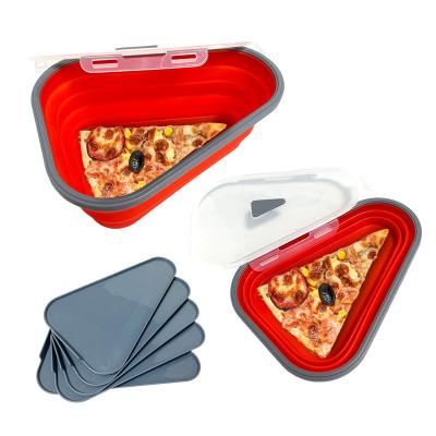 China Microwavable Pizza slice storage box food container preserving foldable collapsible reusable leftover pizza storage container with lids for sale