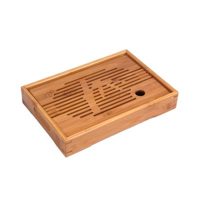 China Sustainable kitchen rectangular gongfu afternoon tea set serving tray table tea board wooden bamboo tea tray for sale