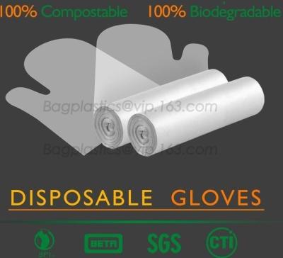 China medical compostable disposable plastic gloves, EN13432 BPI OK compost home ASTM D6400 cheap Factory OEM biodegradable di for sale