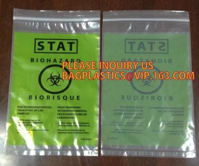 China printing plastic biohazard PE Zipper Specimen Bags, Zip Top Biohazard Bags, Bio Harzard Specimen Bags/Medical Waste Bioh for sale