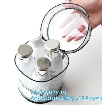 China Barrel shape bag with bones with handle politzer bag, pvc toy package clear pvc barrel bag, zip barrel cosmetic box bag for sale