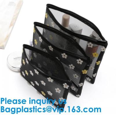 China Travel Toiletry Pouch Nylon Mesh Cosmetic Makeup Organizer Bag Zipper Mesh Makeup Bag,Ladies Eco Makeup Hand Bag for sale