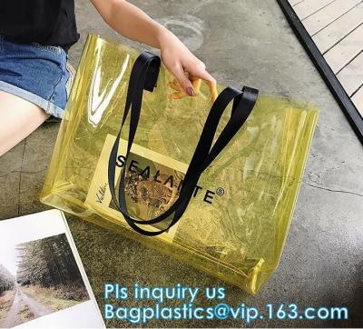 China Promotional PVC Clear Beach Towel Bags, PVC reusable beach bag, Sand Bags Cosmetic Bag Handbag, Handle bag/pvc handle ba for sale