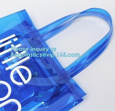 China OEM service transparent handle recyclable pvc packing bag, Handle Carry Plastic Cooler Bag PVC Wine Bag, shopping bag wi for sale