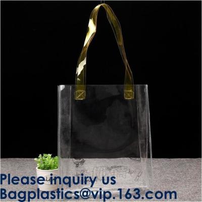 China Custom Yellow Waterproof Clear Pvc Tote Bags Transparent Custom Large Shopping Bag PVC Vinyl Material Bagease Bagplastic for sale