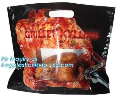 China Aluminum foil vacuum frozen roast chicken packaging bag, chicken packaging bag with punch handle, PET chicken oven bag for sale