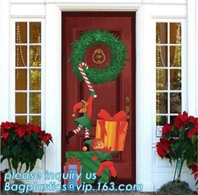 China Promotional custom printing plastic door cover PE christmas door/window/wall covers door poster,indoor & outdoor door po for sale