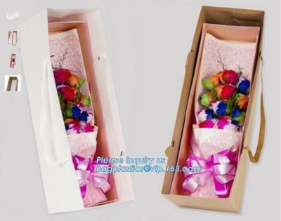 China Unique flat bottom color high class paper carrier die cut handle paper flower bag,kraft flower paper bag customized flow for sale